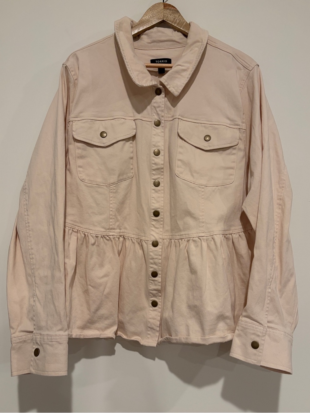 Torrid Birch Beige Peplum Twill Jacket Button Front Plus Size 3 / 3X